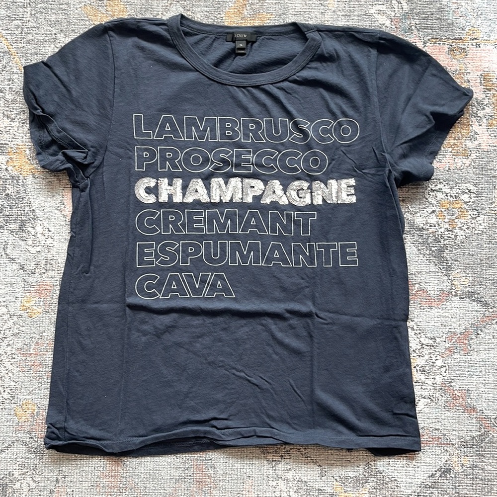 J Crew Bubbles wine t shirt!🥂XL